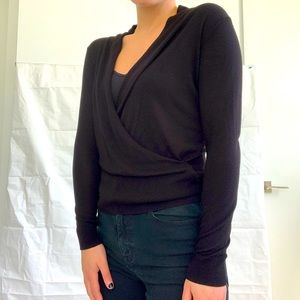 Black H&M VNeck Long Sleeve Top